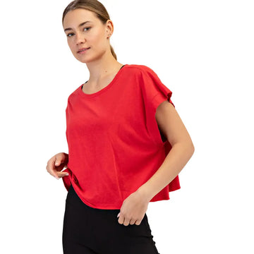 Rae Mode Cotton Slub Open Back Short Sleeve Top