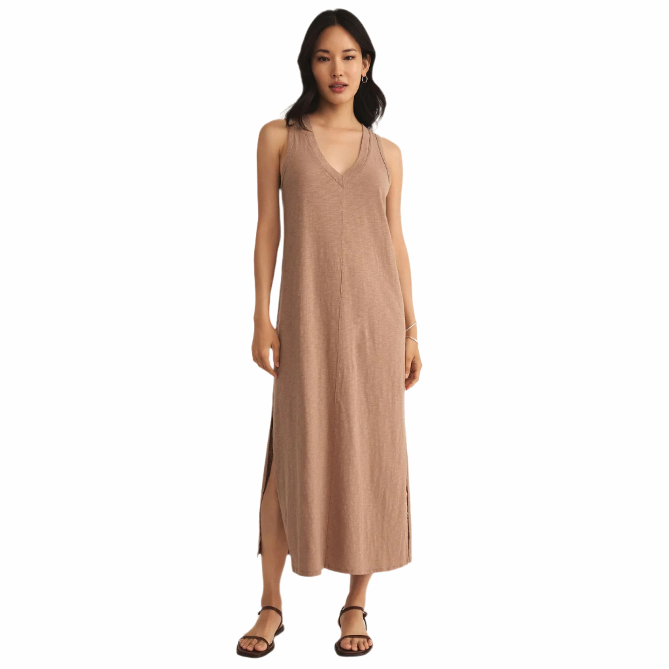 Z SUPPLY Women's Palisades Midi Dress Iced Coffee / LARG