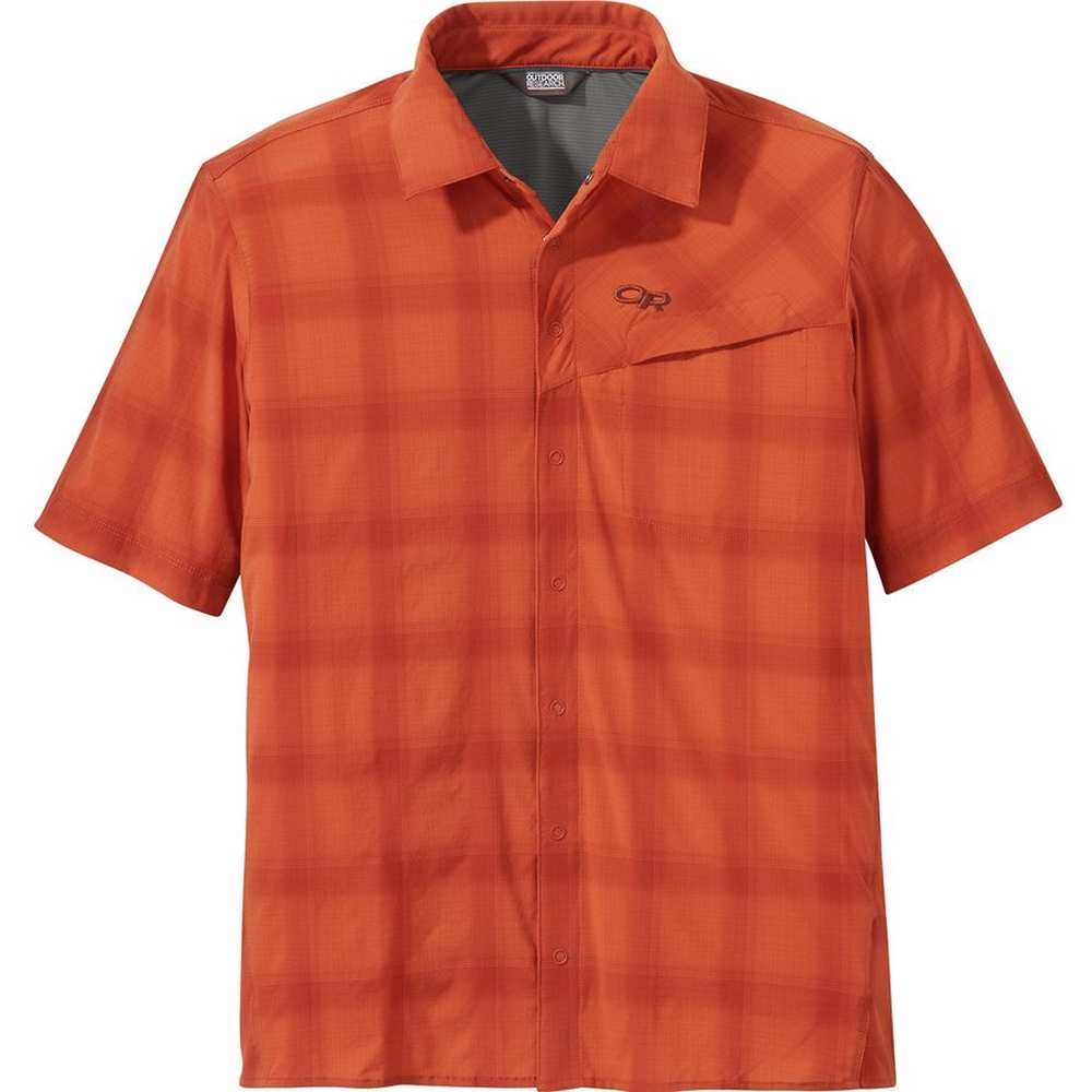 Outdoor Research Astroman Short Sleeve Sun Shirt - Men's M Lead Plaid