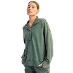 Rae Mode Women's Waffle 1/4 Zip Snap Sweatshirt