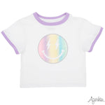 Azarhia Girl's Rainbow Smiley Boxy Tee