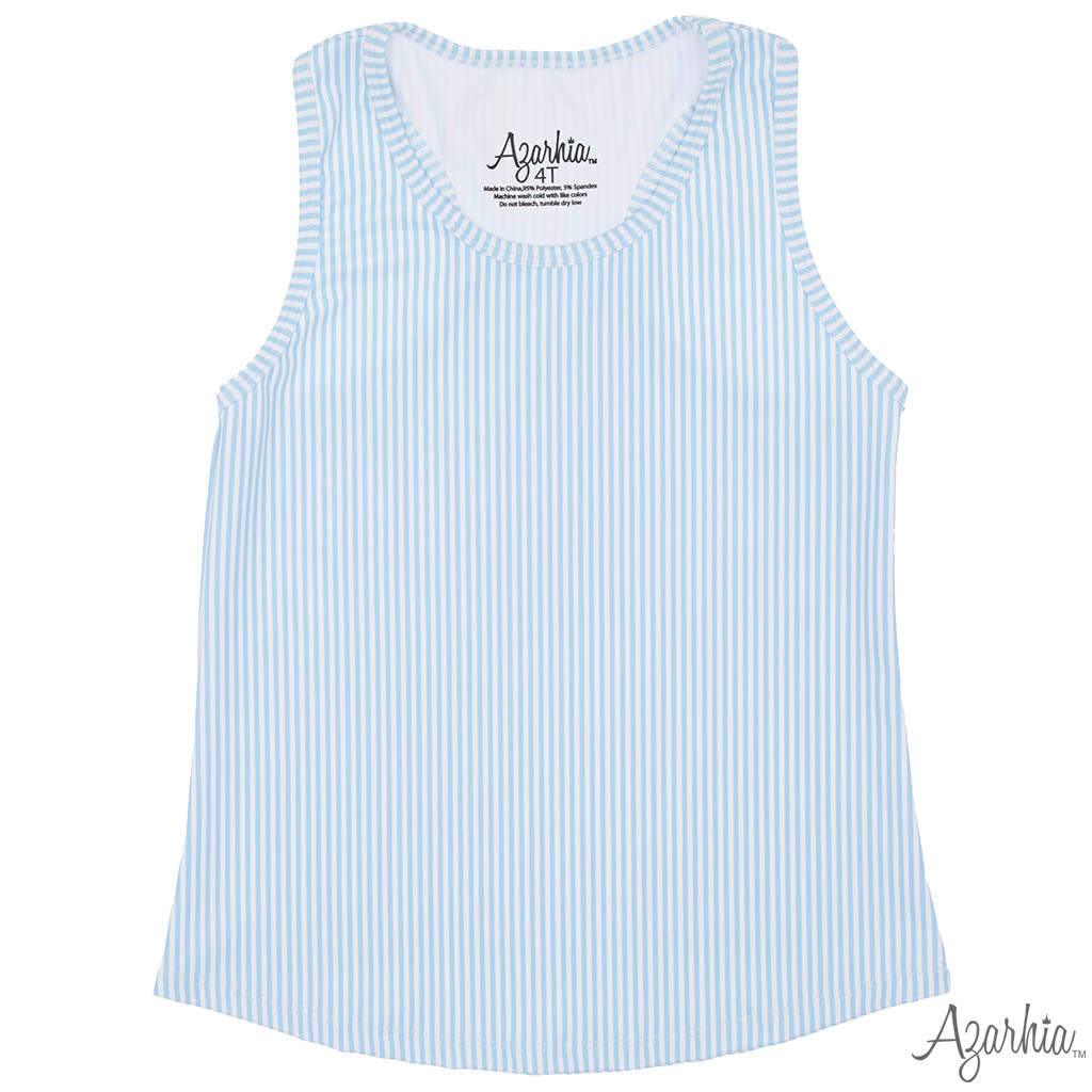 Azarhia Girl's Pink Striped Tank Top