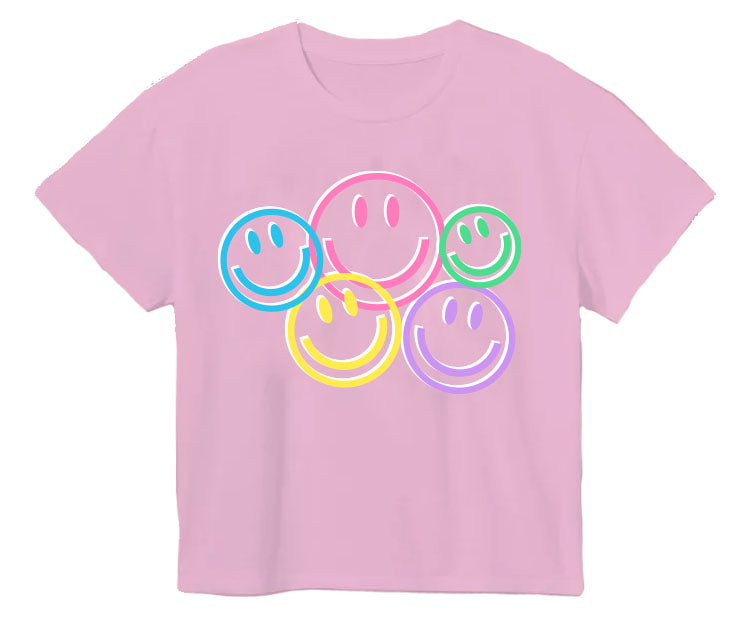 Azarhia Girl's Smiley Face Puffy Tee