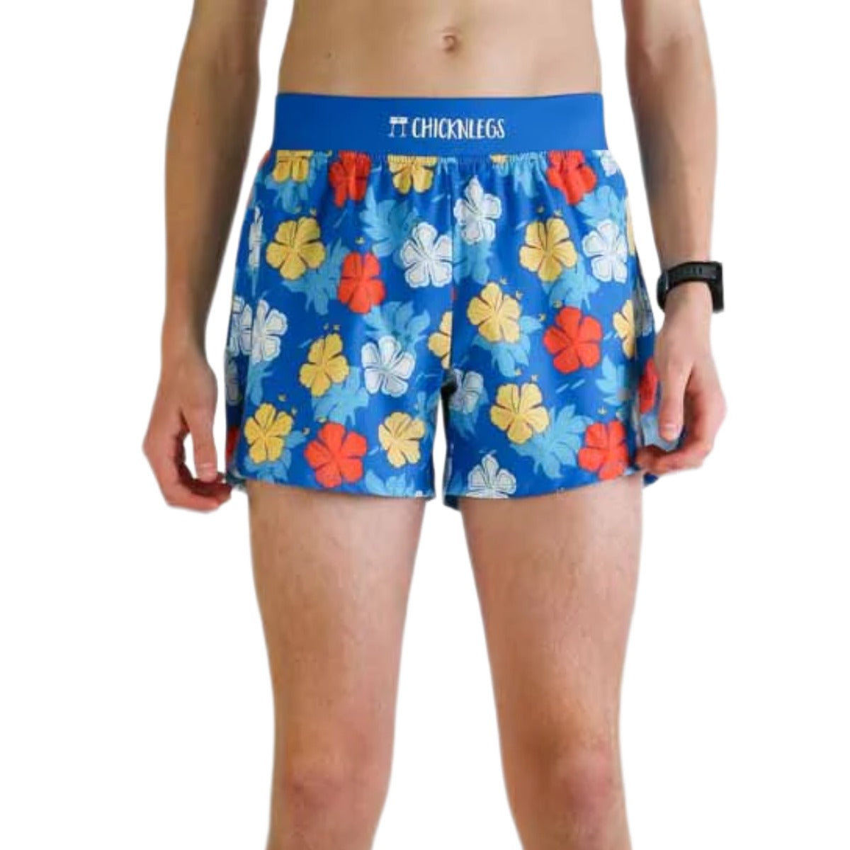 ChicknLegs Men's Hawaiian Half Split Shorts 4"