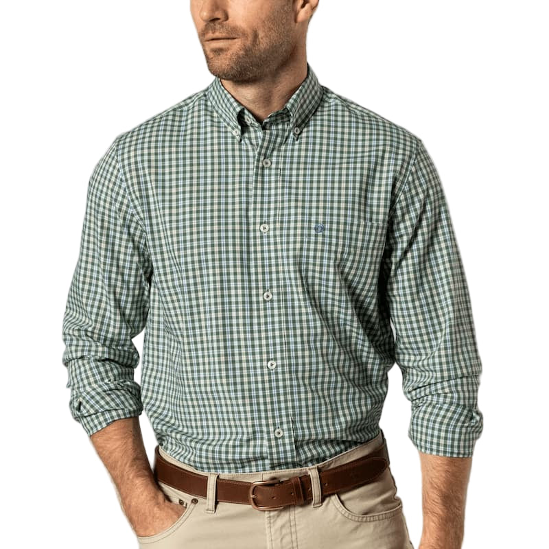 Duck Head Men's Long Sleeve Performance Poplin Sport Shirt - Fallon Plaid