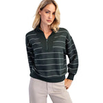Rae Mode Women's Scuba Stripe V-Neck Pullover