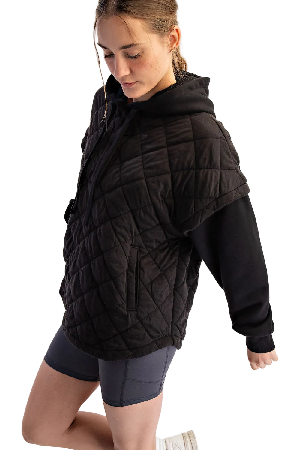 Rae Mode Women's Quilted Terry Mix Hoodie