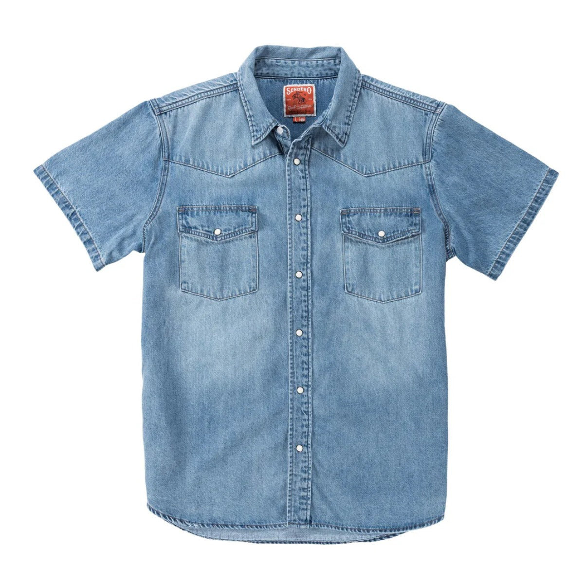 Sendero Men's Wyatt Short Sleeve Pearl Snap Denim Shirt