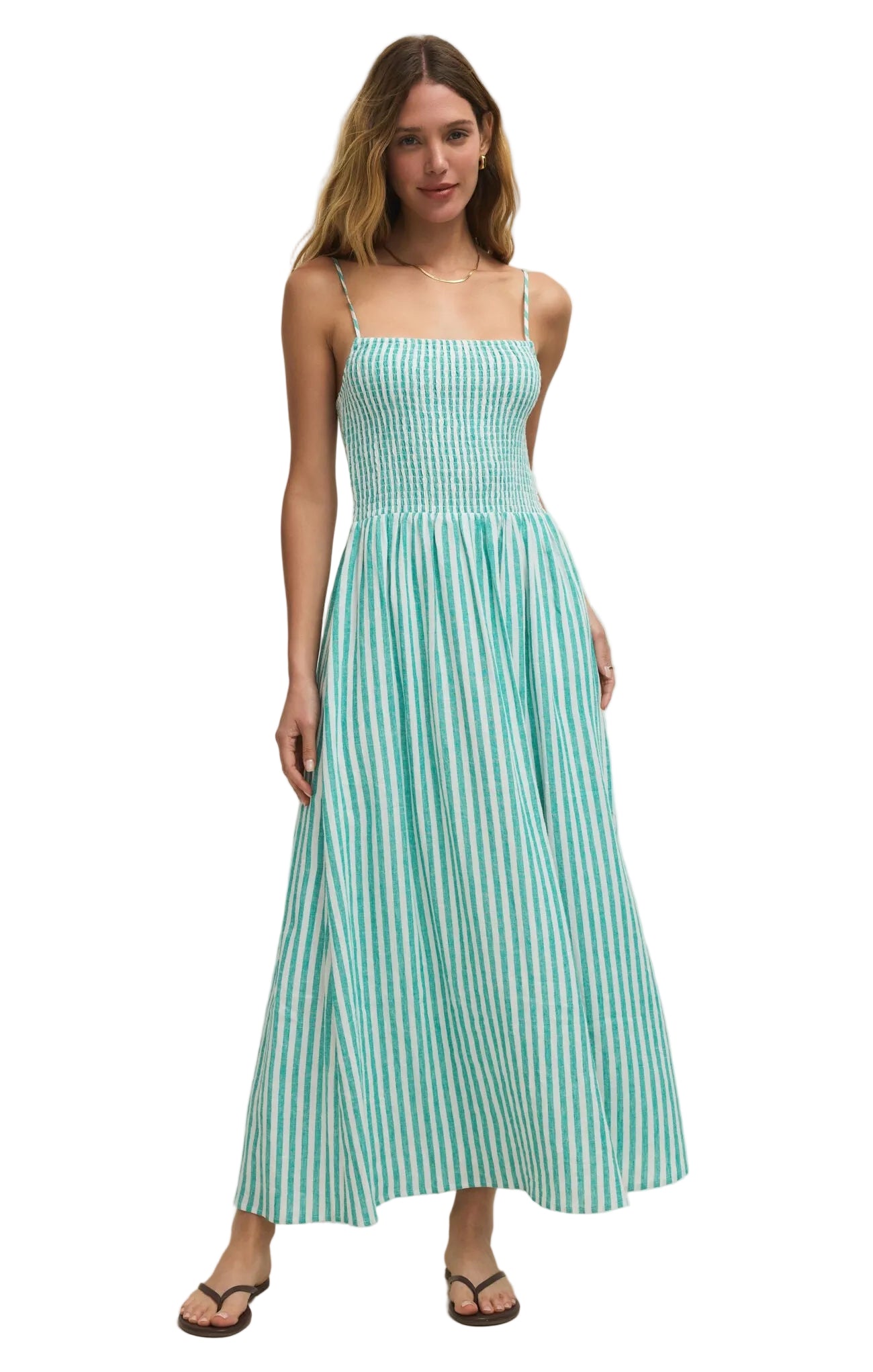 chinese dress ladies Black and White Striped Satin Sleeveless Maxi Dress main image 0