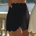 Wiskii Women's High Waisted Scallop Split Front Skirt